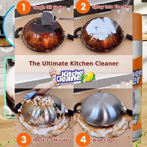 Multipurpose Bubble Foam Cleaner Kitchen Cleaner Spray Oil & Grease Stain Remover Foam - Image 4