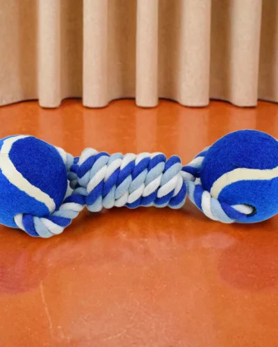 Durable Cotton Rope Dog Toy Two-Way Ball Design (1 Pc)