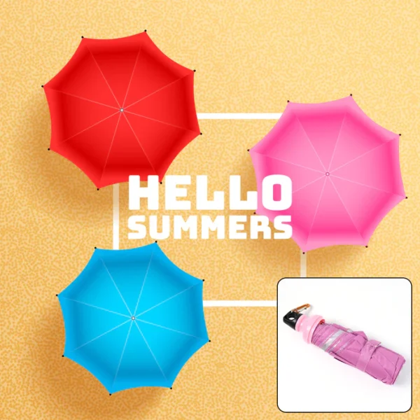 4 Fold Foldable Bottle Summer Umbrella for On-the-Go (1 Pc / Mix Color) - Image 5