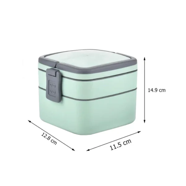 GREEN DOUBLE-LAYER PORTABLE LUNCH BOX STACKABLE - Image 7
