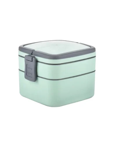 GREEN DOUBLE-LAYER PORTABLE LUNCH BOX STACKABLE