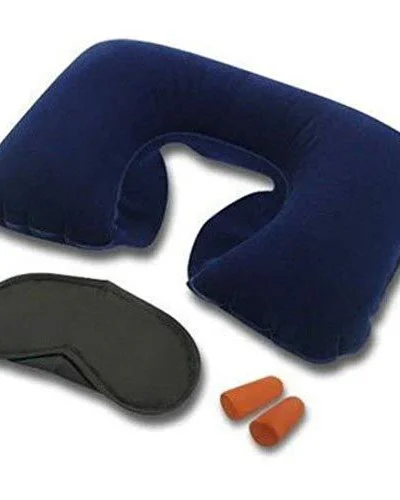 3in1 Air Travel Kit with Pillow, Ear Buds & Eye Mask