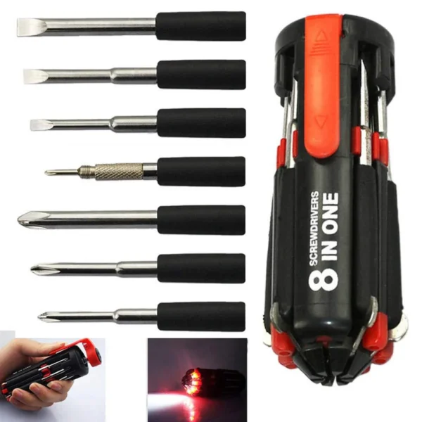 8 in 1 Multi-Function Screwdriver Kit with LED Portable Torch - Image 3