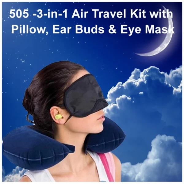 3in1 Air Travel Kit with Pillow, Ear Buds & Eye Mask - Image 5