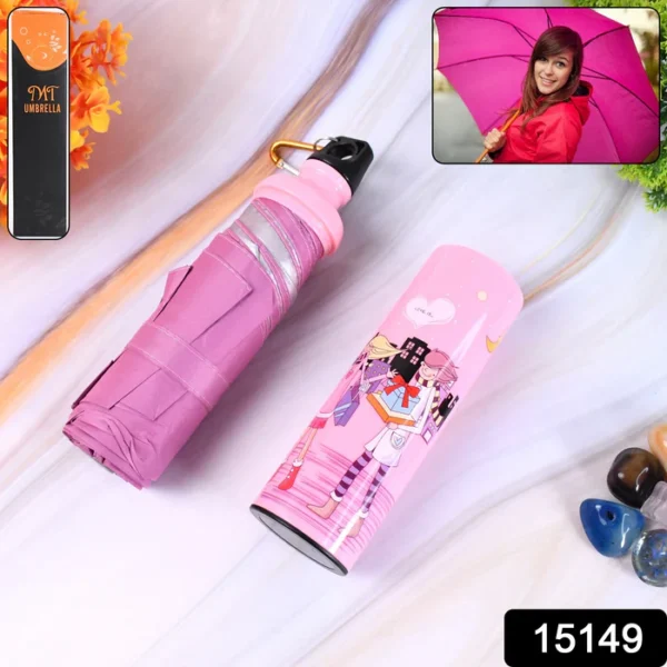 4 Fold Foldable Bottle Summer Umbrella for On-the-Go (1 Pc / Mix Color) - Image 3