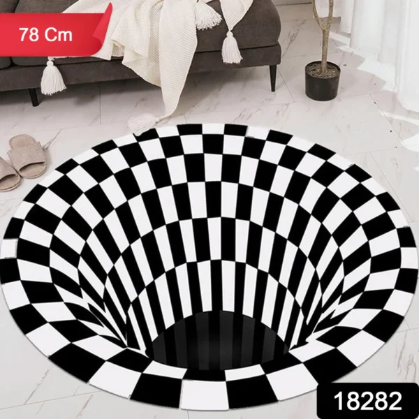 3D Space Round Carpet, Floor Mat Non-Woven Doormat (1 Pc / 78 Cm) - Image 2